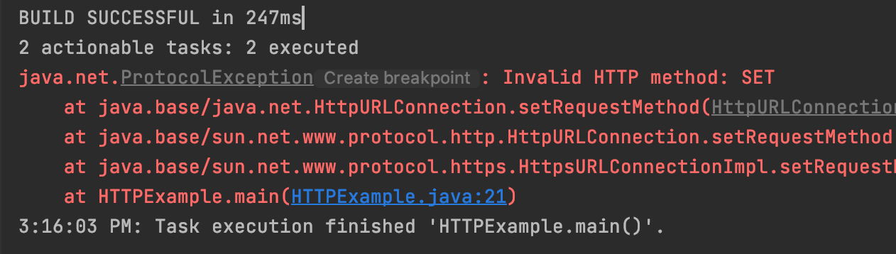 Java ProtocolException Invalid HTTP method